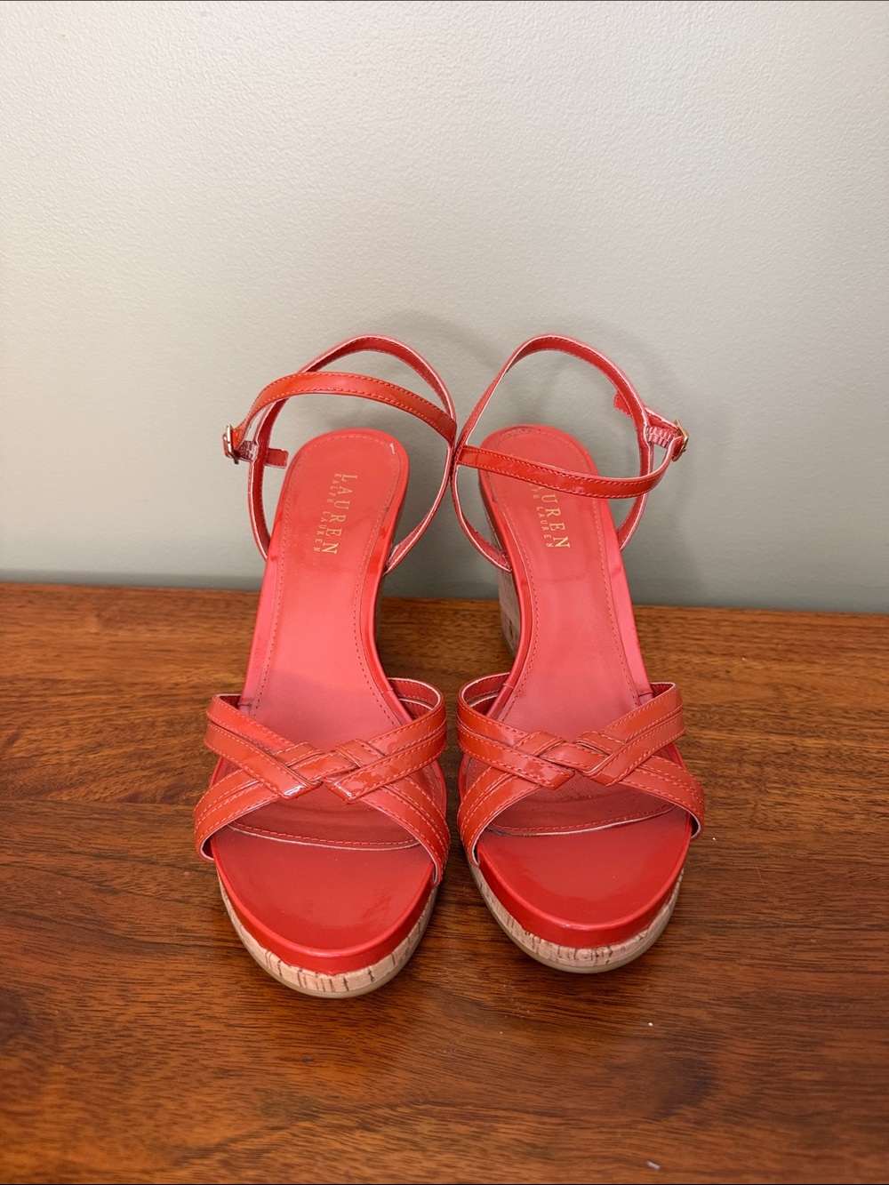 Lauren Ralph Lauren Coral-Red Wedge Sandals